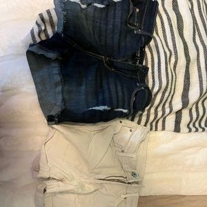 2 size two pairs of jean shorts bundled together